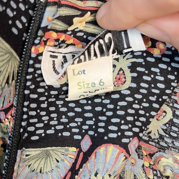 Vtg 90s Taurus Colorful‎ geometric Pleated Fit & Flare Dress Sz 6 - Picture 3 of 9